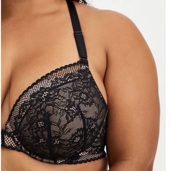 Torrid Women's Plus Size Black Lace Lightly Lined Front Closure T-Shirt Bra - Picture 3 of 11
